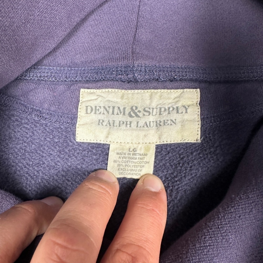 Denim & Supply Ralph Lauren Hoodie L Purple Faded USRL Anchor Nautical Pullover - Picture 3 of 7